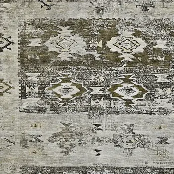 9' X 12' Brown And Ivory Aztec Washable Indoor Outdoor Area Rug