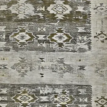 10' X 14' Brown And Ivory Aztec Washable Indoor Outdoor Area Rug
