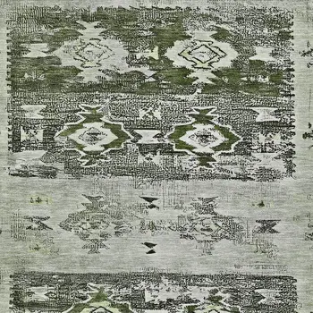 8' X 10' Olive Green And Ivory Aztec Washable Indoor Outdoor Area Rug