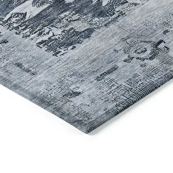 3' X 5' Blue And Denim Blue Aztec Washable Indoor Outdoor Area Rug