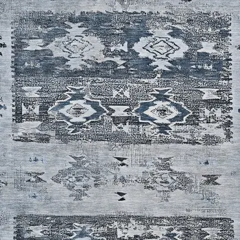 5' X 8' Blue And Denim Blue Aztec Washable Indoor Outdoor Area Rug