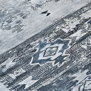 8' Blue And Denim Blue Round Aztec Washable Indoor Outdoor Area Rug