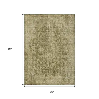 3' X 5' Brown And Beige Abstract Washable Indoor Outdoor Area Rug