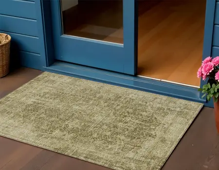 3' X 5' Brown And Beige Abstract Washable Indoor Outdoor Area Rug