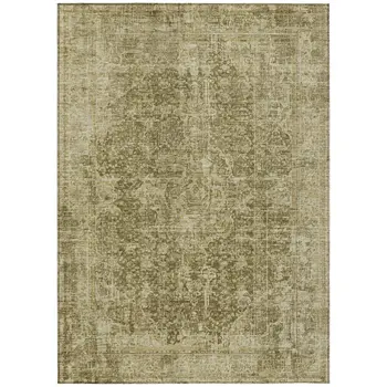 3' X 5' Brown And Beige Abstract Washable Indoor Outdoor Area Rug
