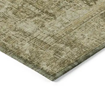 3' X 5' Brown And Beige Abstract Washable Indoor Outdoor Area Rug