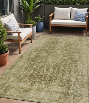5' X 8' Brown And Beige Abstract Washable Indoor Outdoor Area Rug