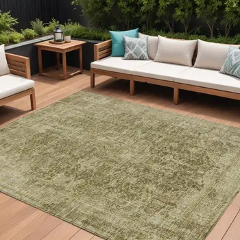 8' X 10' Brown And Beige Abstract Washable Indoor Outdoor Area Rug