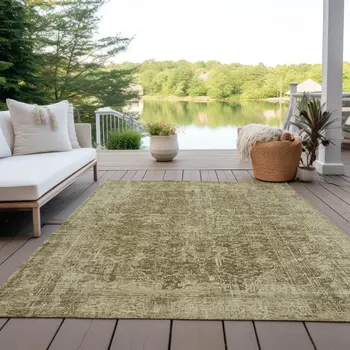 9' X 12' Brown And Beige Abstract Washable Indoor Outdoor Area Rug
