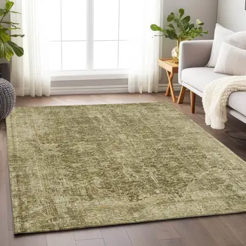 9' X 12' Brown And Beige Abstract Washable Indoor Outdoor Area Rug