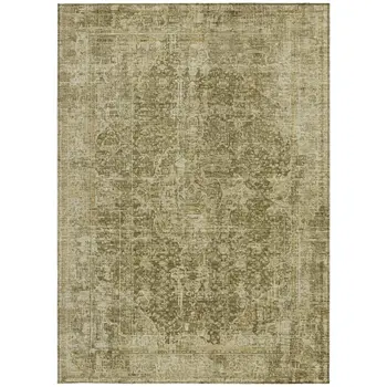 10' X 14' Brown And Beige Abstract Washable Indoor Outdoor Area Rug
