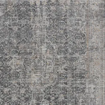 5' X 8' Charcoal And Silver Abstract Washable Indoor Outdoor Area Rug