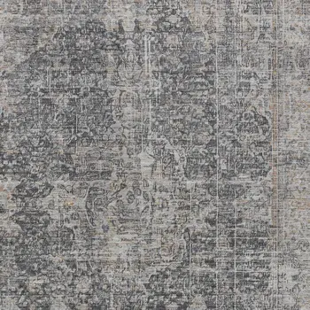 8' X 10' Charcoal And Silver Abstract Washable Indoor Outdoor Area Rug