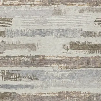 8' X 10' Linen Taupe And Ivory Striped Washable Indoor Outdoor Area Rug