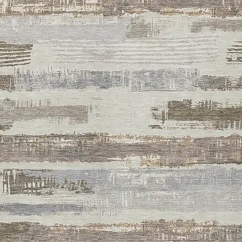 10' X 14' Linen Taupe And Ivory Striped Washable Indoor Outdoor Area Rug