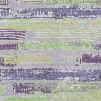 5' X 8' Lavender Purple And Green Striped Washable Indoor Outdoor Area Rug