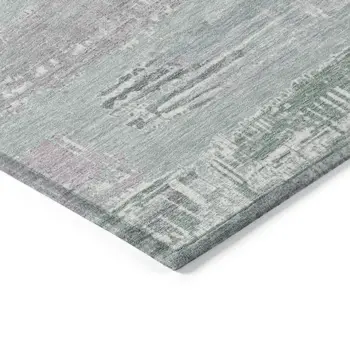 5' X 8' Pale Aqua Mauve And Blush Striped Washable Indoor Outdoor Area Rug