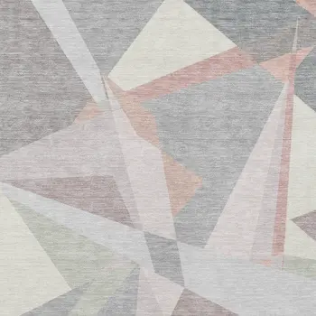 5' X 8' Blush Ivory And Gray Geometric Washable Indoor Outdoor Area Rug