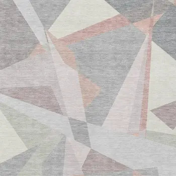 8' X 10' Blush Ivory And Gray Geometric Washable Indoor Outdoor Area Rug
