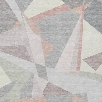 9' X 12' Blush Ivory And Gray Geometric Washable Indoor Outdoor Area Rug