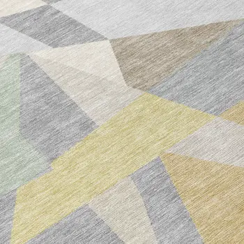 8' Pewter Ivory And Wheat Round Geometric Washable Indoor Outdoor Area Rug
