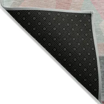 8' X 10' Pale Aqua Blush And Burgundy Geometric Washable Indoor Outdoor Area Rug