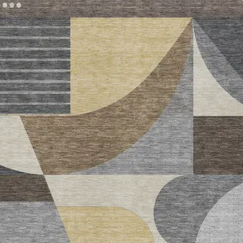5' X 8' Brown Taupe And Wheat Geometric Washable Indoor Outdoor Area Rug