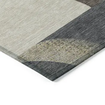 10' X 14' Brown Taupe And Wheat Geometric Washable Indoor Outdoor Area Rug