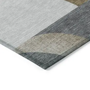 3' X 5' Brown Ivory And Mauve Geometric Washable Indoor Outdoor Area Rug