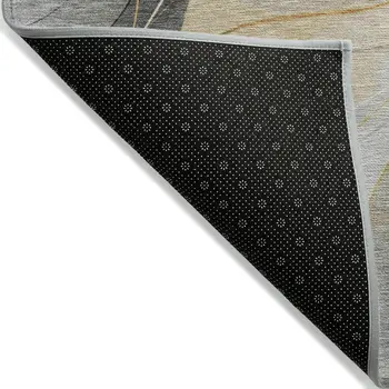 3' X 5' Gray Silver And Rust Abstract Washable Indoor Outdoor Area Rug