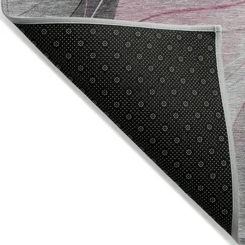 5' X 8' Pink Gray And Silver Abstract Washable Indoor Outdoor Area Rug