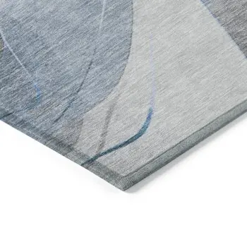 3' X 5' Sky Blue Gray And Silver Abstract Washable Indoor Outdoor Area Rug