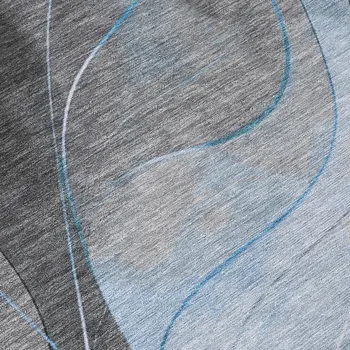 8' Sky Blue Gray And Silver Round Abstract Washable Indoor Outdoor Area Rug