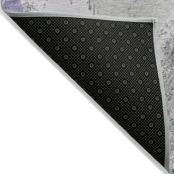 9' X 12' Lavender Gray And Ivory Geometric Washable Indoor Outdoor Area Rug