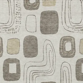 3' X 5' Beige Taupe And Tan Geometric Washable Indoor Outdoor Area Rug