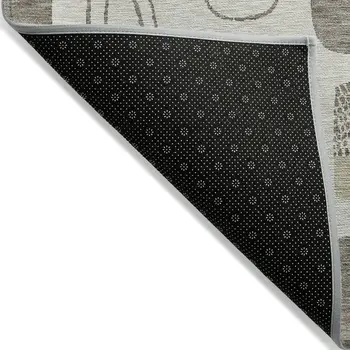 5' X 8' Beige Taupe And Tan Geometric Washable Indoor Outdoor Area Rug