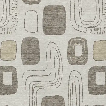 5' X 8' Beige Taupe And Tan Geometric Washable Indoor Outdoor Area Rug