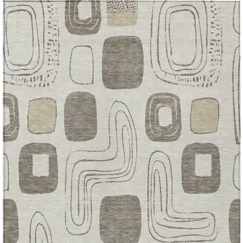 8' X 10' Beige Taupe And Tan Geometric Washable Indoor Outdoor Area Rug