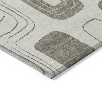 8' X 10' Beige Taupe And Tan Geometric Washable Indoor Outdoor Area Rug