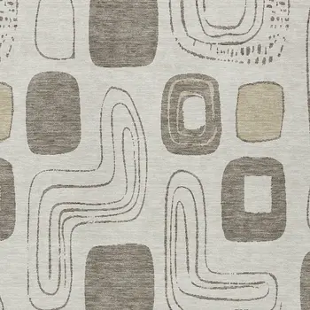 8' X 10' Beige Taupe And Tan Geometric Washable Indoor Outdoor Area Rug