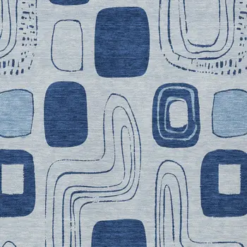 8' X 10' Blue And Sky Blue Geometric Washable Indoor Outdoor Area Rug