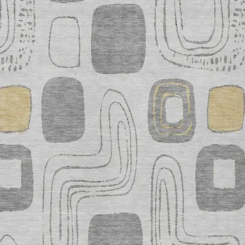 3' X 5' Gray Silver And Gold Geometric Washable Indoor Outdoor Area Rug