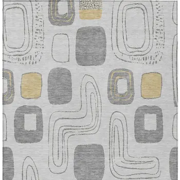 8' X 10' Gray Silver And Gold Geometric Washable Indoor Outdoor Area Rug