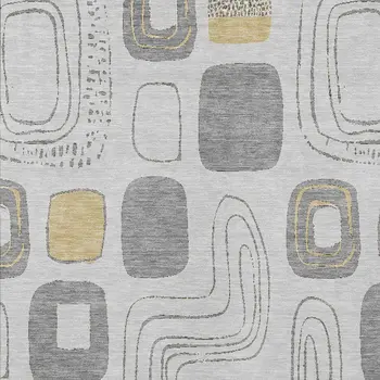 9' X 12' Gray Silver And Gold Geometric Washable Indoor Outdoor Area Rug