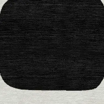 8' Ivory Black And Beige Round Geometric Washable Indoor Outdoor Area Rug