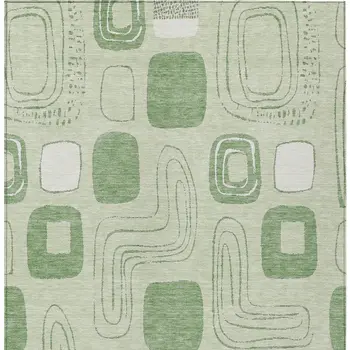 5' X 8' Mint Green And Ivory Geometric Washable Indoor Outdoor Area Rug
