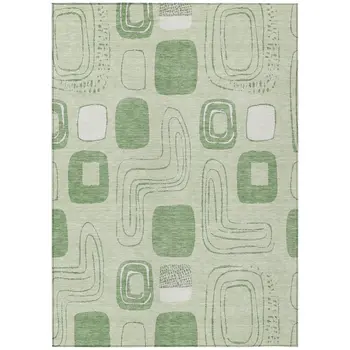 9' X 12' Mint Green And Ivory Geometric Washable Indoor Outdoor Area Rug