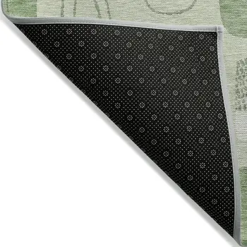 9' X 12' Mint Green And Ivory Geometric Washable Indoor Outdoor Area Rug