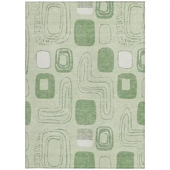 9' X 12' Mint Green And Ivory Geometric Washable Indoor Outdoor Area Rug