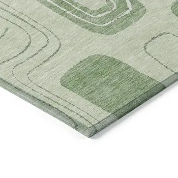 10' X 14' Mint Green And Ivory Geometric Washable Indoor Outdoor Area Rug